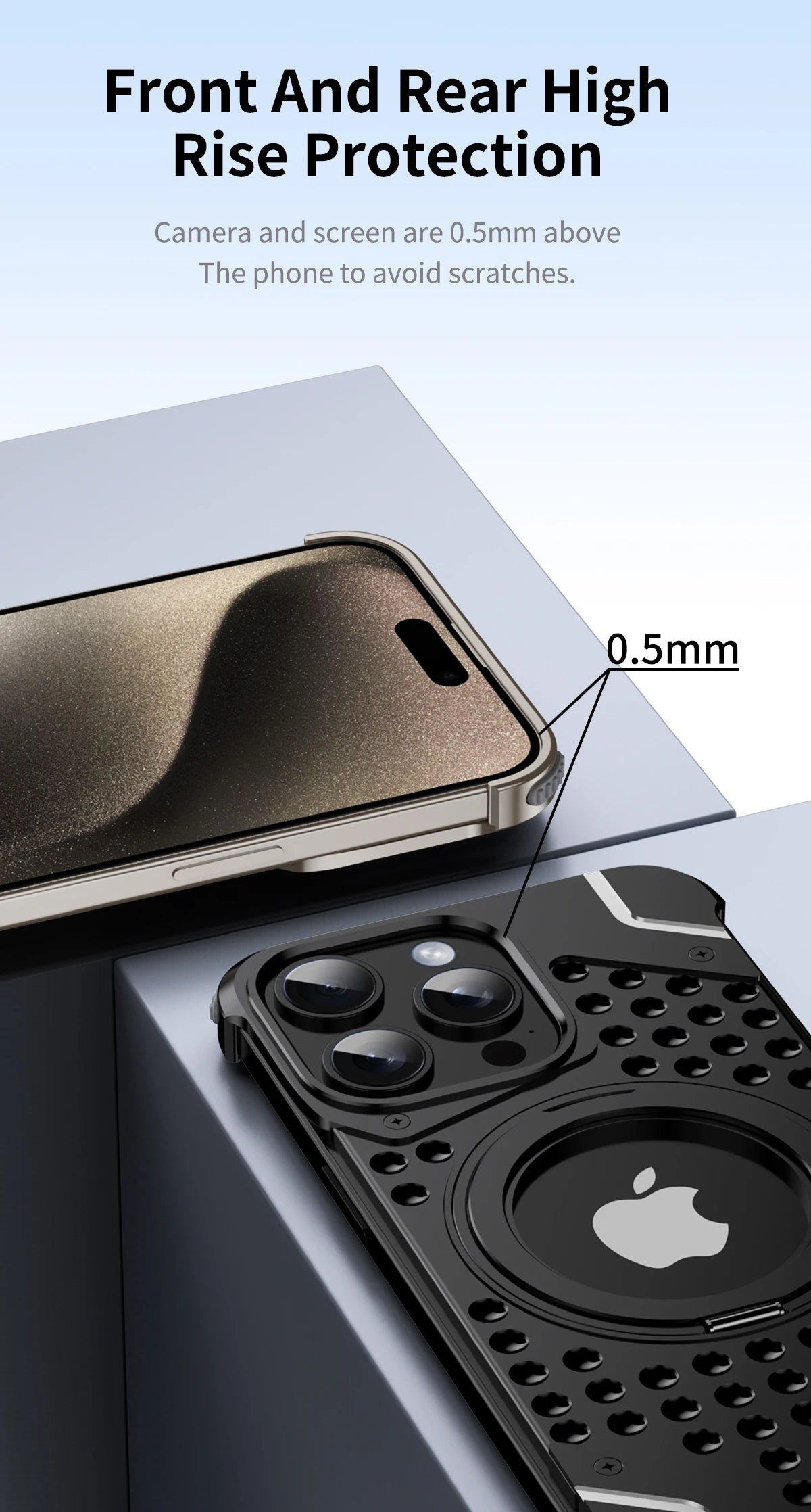 iPhone 15 Pro Max Metal Heat Dissipation MagSafe Pivot Ring Stand Mobile Case Cover