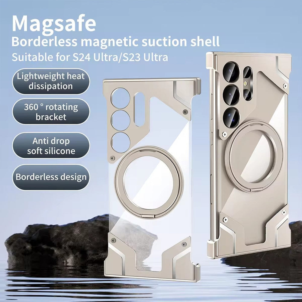 iPhone 15 Pro Max Metal Premium Mobile Case Cover With Magsafe And Stand For iPhone And Samsung Series
