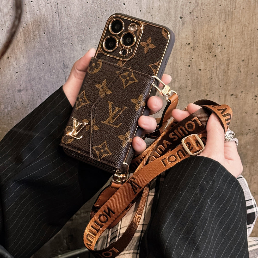 iPhone 16 Plus Luxury Monogram Wallet Leather Mobile Case Cover