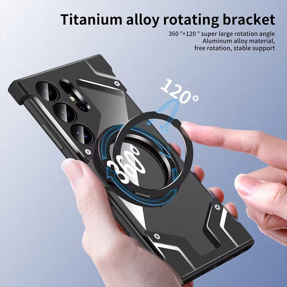 iPhone 15 Pro Max Metal Premium Mobile Case Cover With Magsafe And Stand For iPhone And Samsung Series