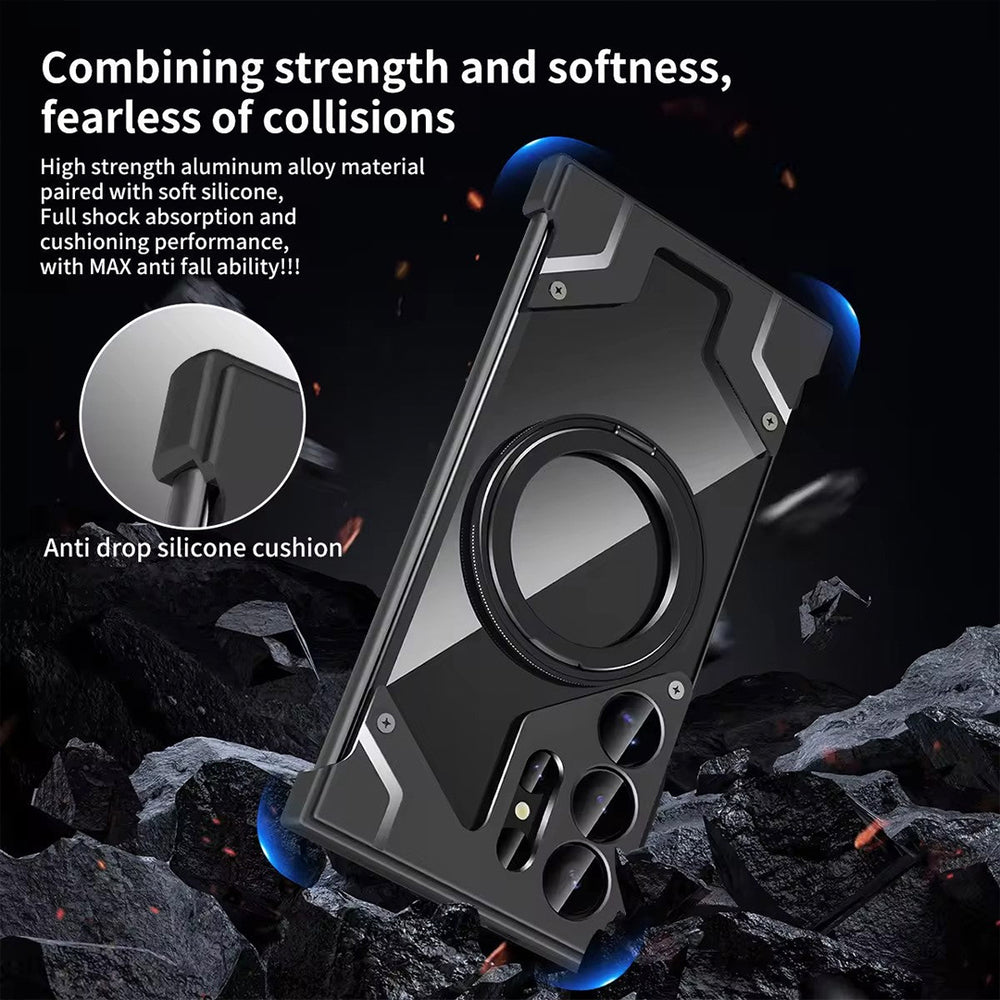 iPhone 15 Pro Max Metal Premium Mobile Case Cover With Magsafe And Stand For iPhone And Samsung Series