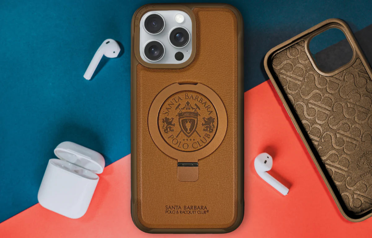 iPhone 16 Series Leather SB Brand Club With Stand Mobile Case Cover