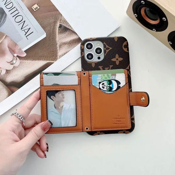 iPhone 16 Pro Brand Luxury Cardholder wallet with Sling Mobile Case Cover