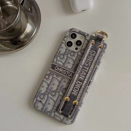 iPhone 14 Luxury CD Wrist Belt Leather Mobile Case Cover (Grey)