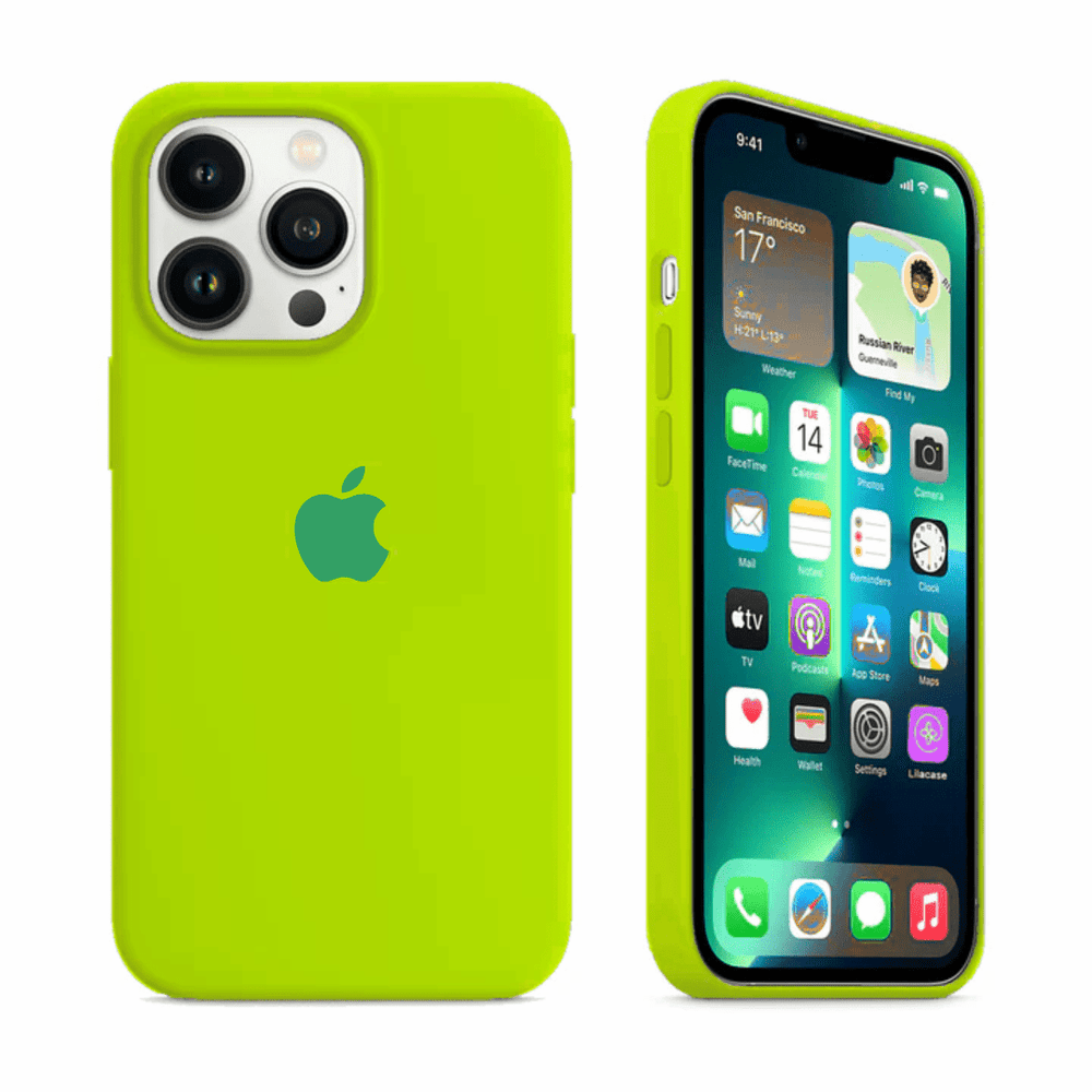 iPhone 14 Series Liquid Silicone Case Cover Neon Green