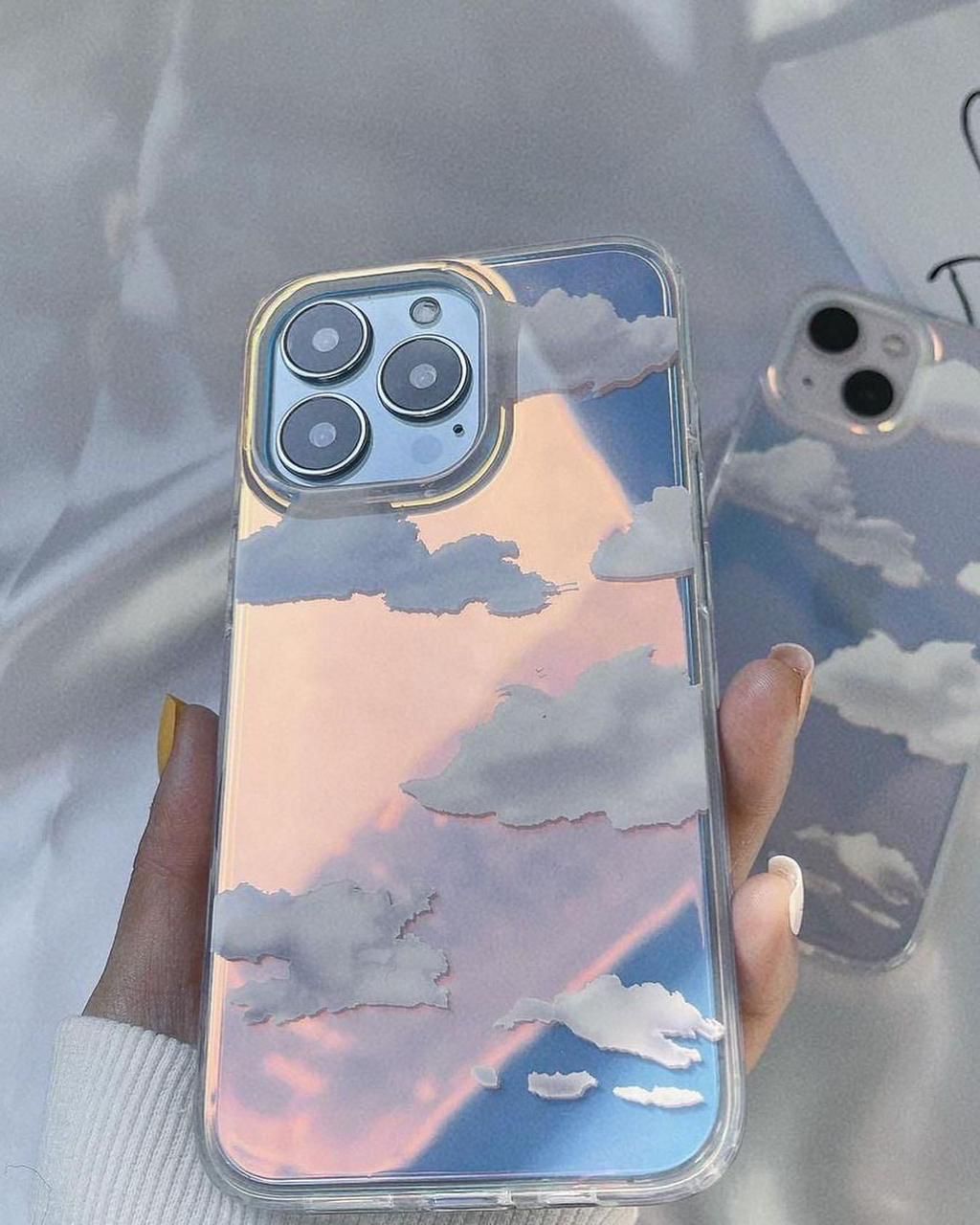 iPhone 14 Asthetic Cloud Sky Glaze Mobile Case Cover