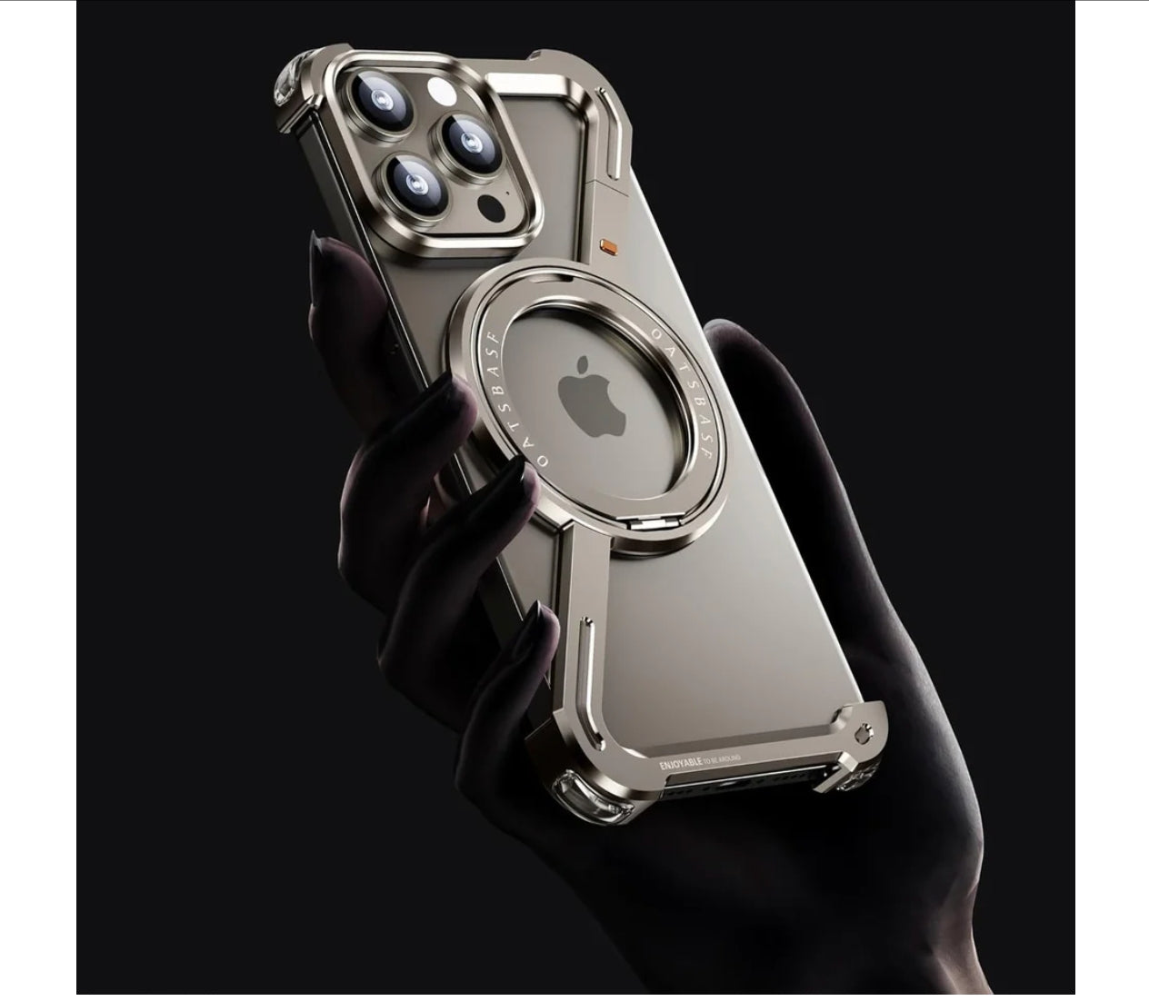 iPhone 16 Z Shape Metal Aluminium 360° Rotating Frameless Mobile Case Design
