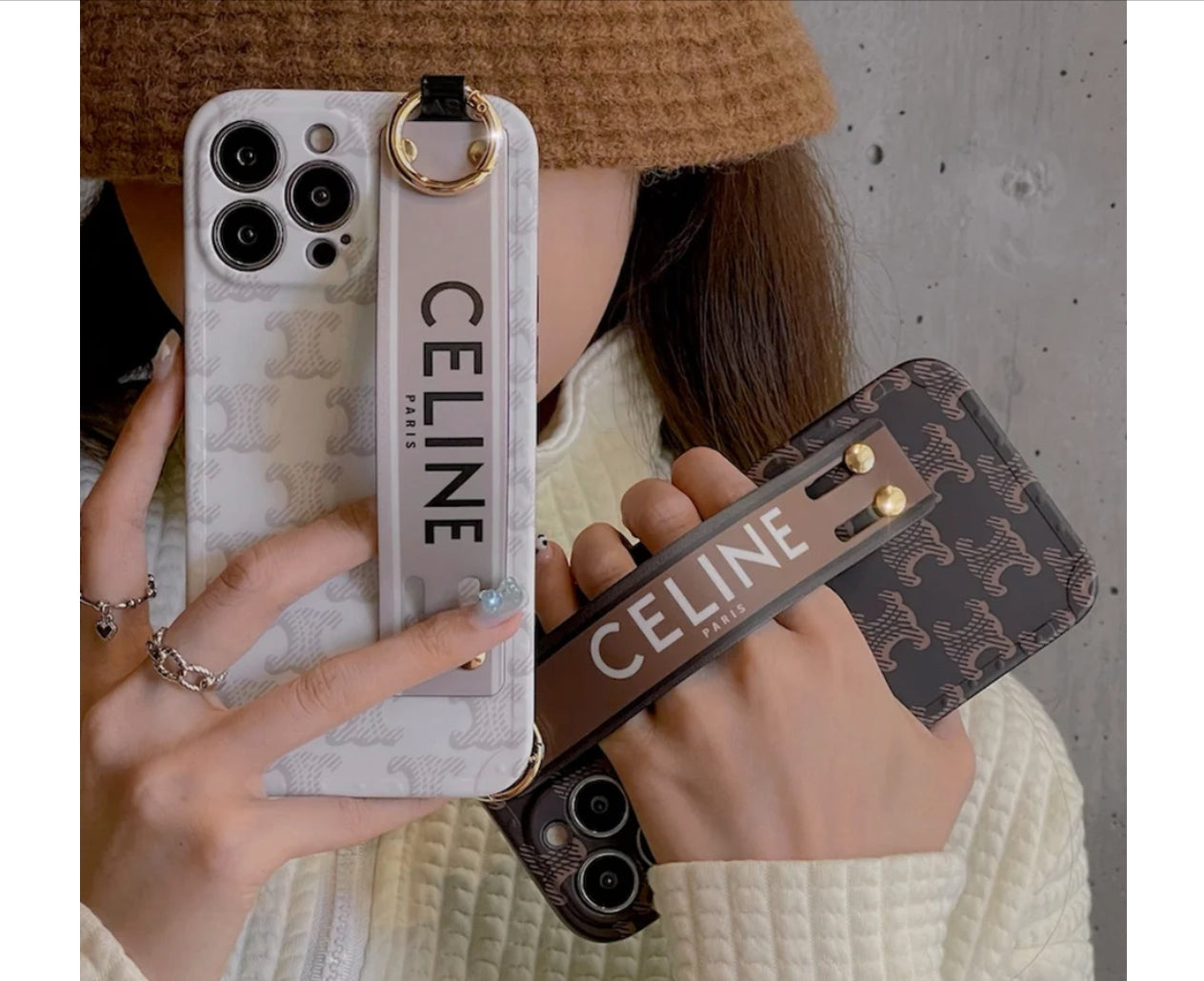 iPhone 15 Pro Max Luxury Brand CEN Strap Belt Mobile Case Cover