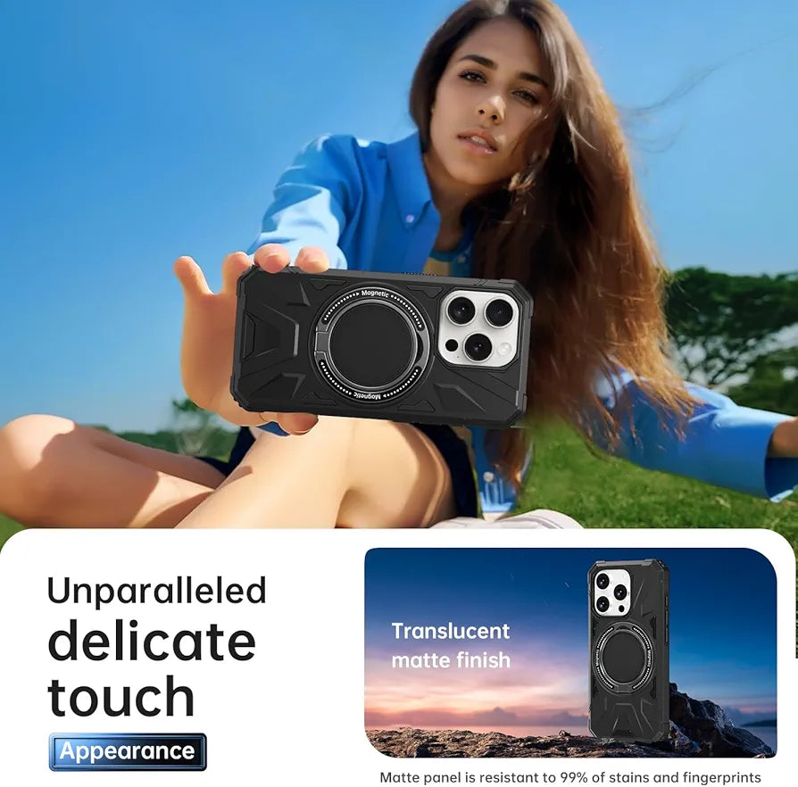 iPhone 15 PlusMilitary Grade Protection With 360° Rotating Stand Mobile Cover