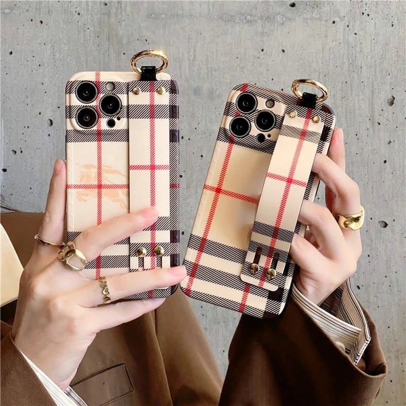 iPhone 14 Luxury Brand BBR Wrist Belt Mobile Case