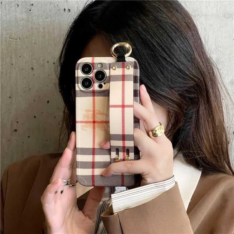 iPhone 14 Luxury Brand BBR Wrist Belt Mobile Case