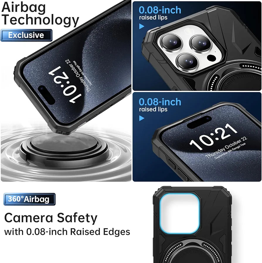 iPhone 15 PlusMilitary Grade Protection With 360° Rotating Stand Mobile Cover