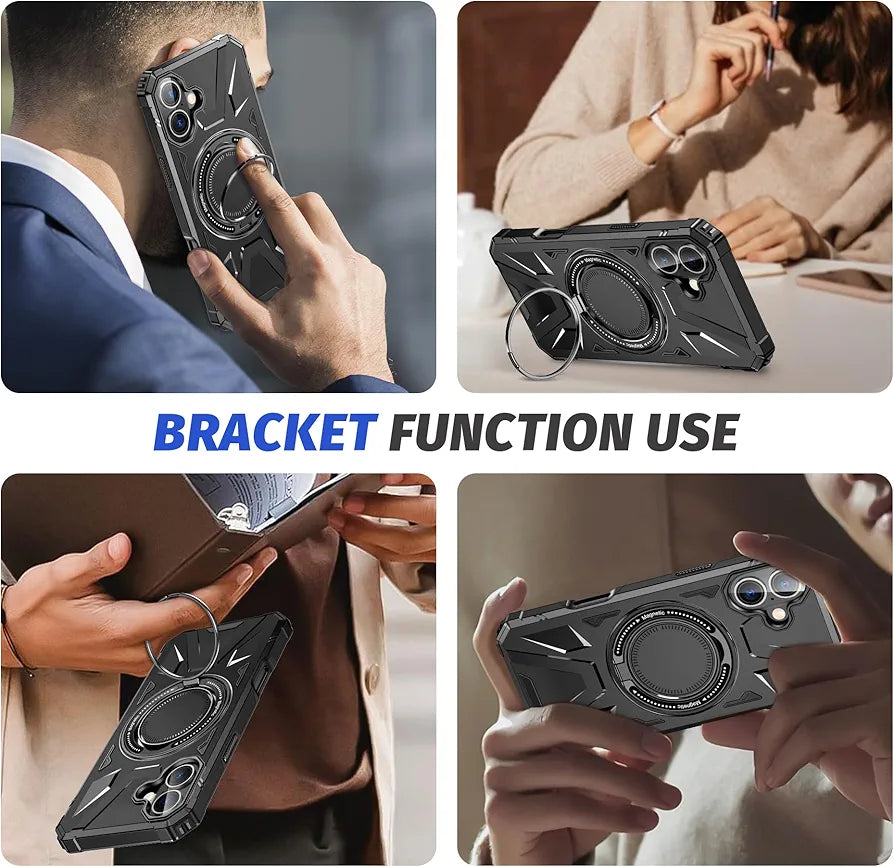 iPhone 16 Plus Military Grade Protection With 360° Rotating Stand Mobile Cover