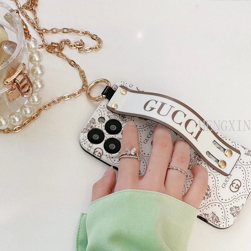 iPhone 16 Luxury brand with wrist strap mobile case