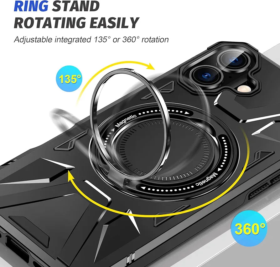iPhone 16 Plus Military Grade Protection With 360° Rotating Stand Mobile Cover