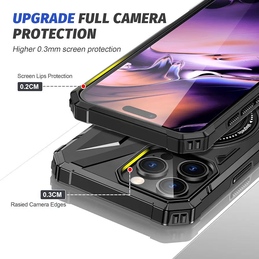 iPhone 16 Pro Max Military Grade Protection With 360° Rotating Stand Mobile Cover