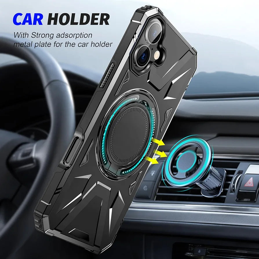 iPhone 16 Plus Military Grade Protection With 360° Rotating Stand Mobile Cover