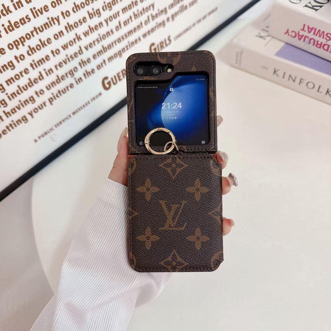 Samsung Galaxy Z Flip 5 Luxury Brand Card Holder Leather Mobile Case