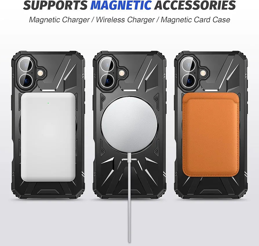 iPhone 16 Plus Military Grade Protection With 360° Rotating Stand Mobile Cover