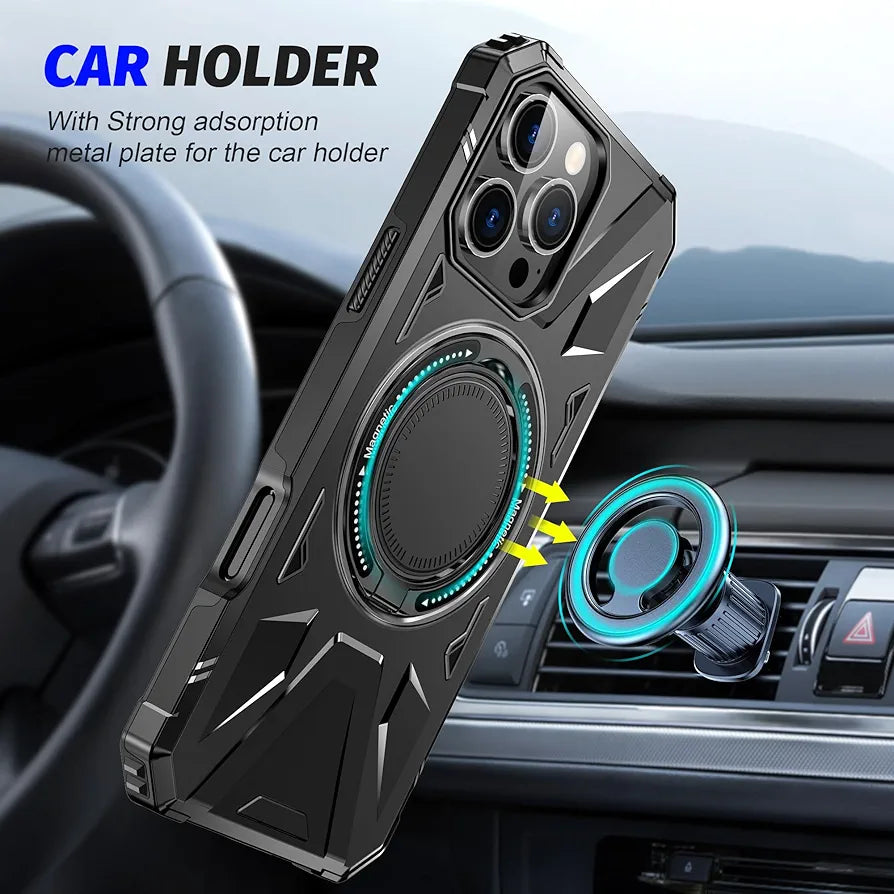 iPhone 16 Pro Max Military Grade Protection With 360° Rotating Stand Mobile Cover