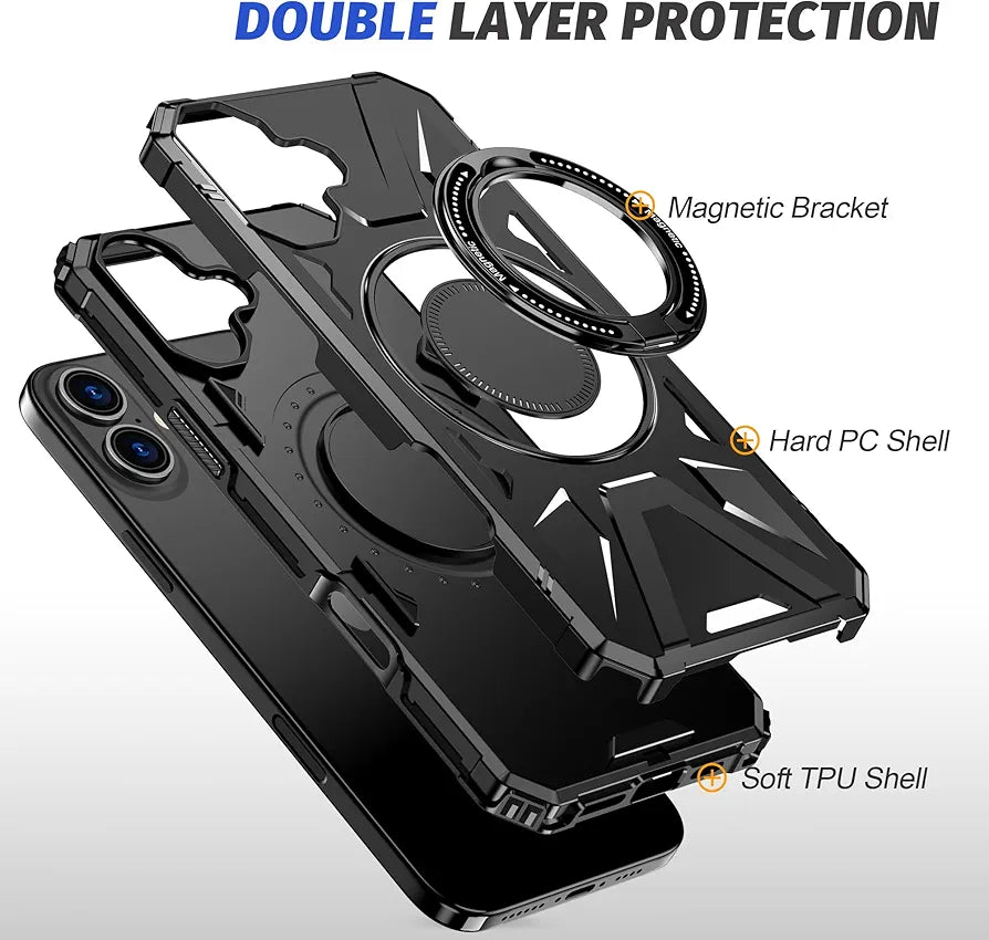 iPhone 16 Plus Military Grade Protection With 360° Rotating Stand Mobile Cover