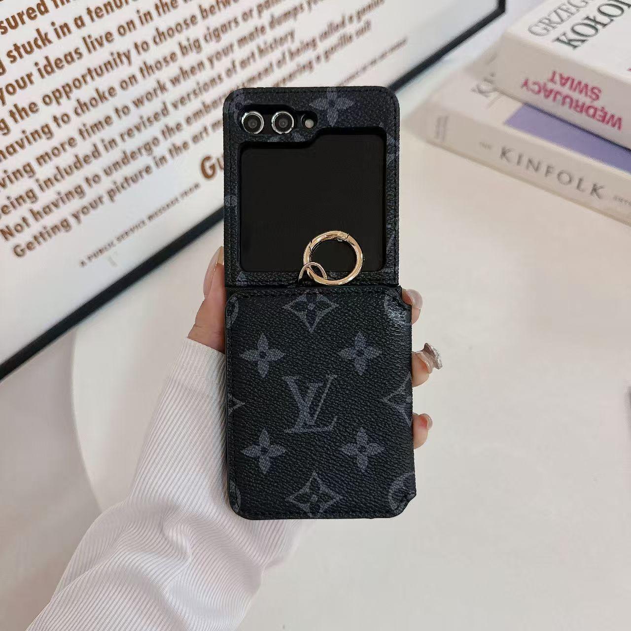 Samsung Galaxy Z Flip 5 Luxury Brand Card Holder Leather Mobile Case