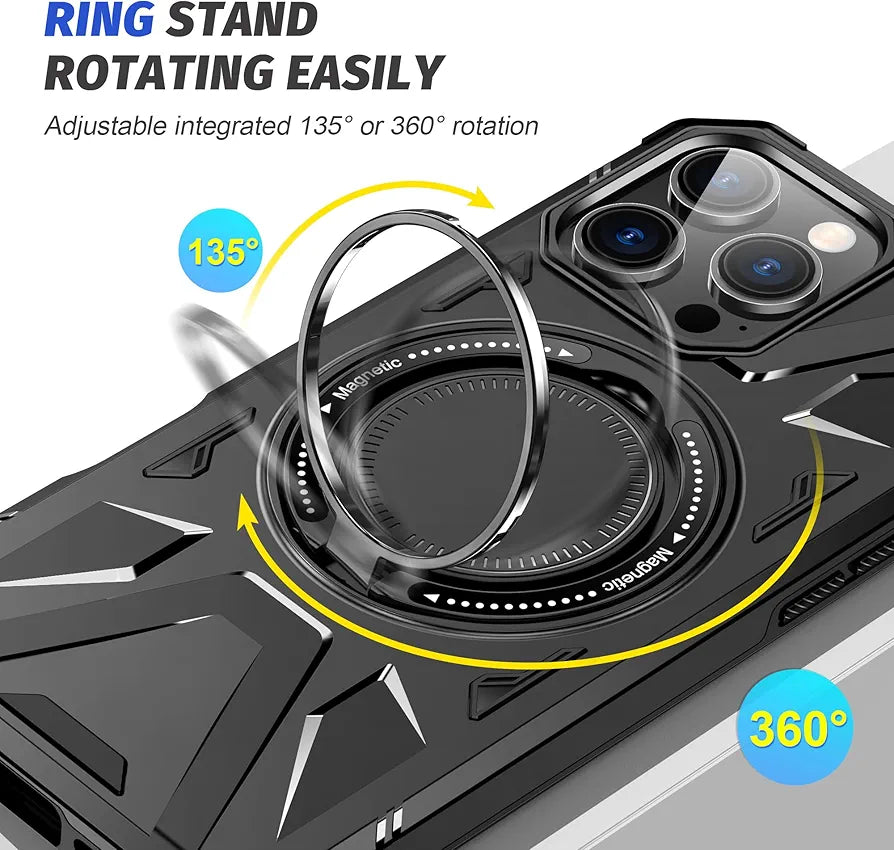iPhone 15 PlusMilitary Grade Protection With 360° Rotating Stand Mobile Cover