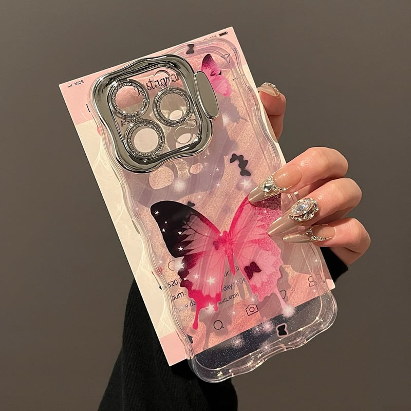 iPhone 14 Cute Butterfly Wave Mobile Case
