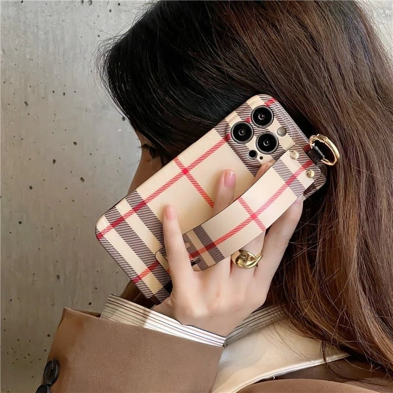 iPhone 14 Luxury Brand BBR Wrist Belt Mobile Case
