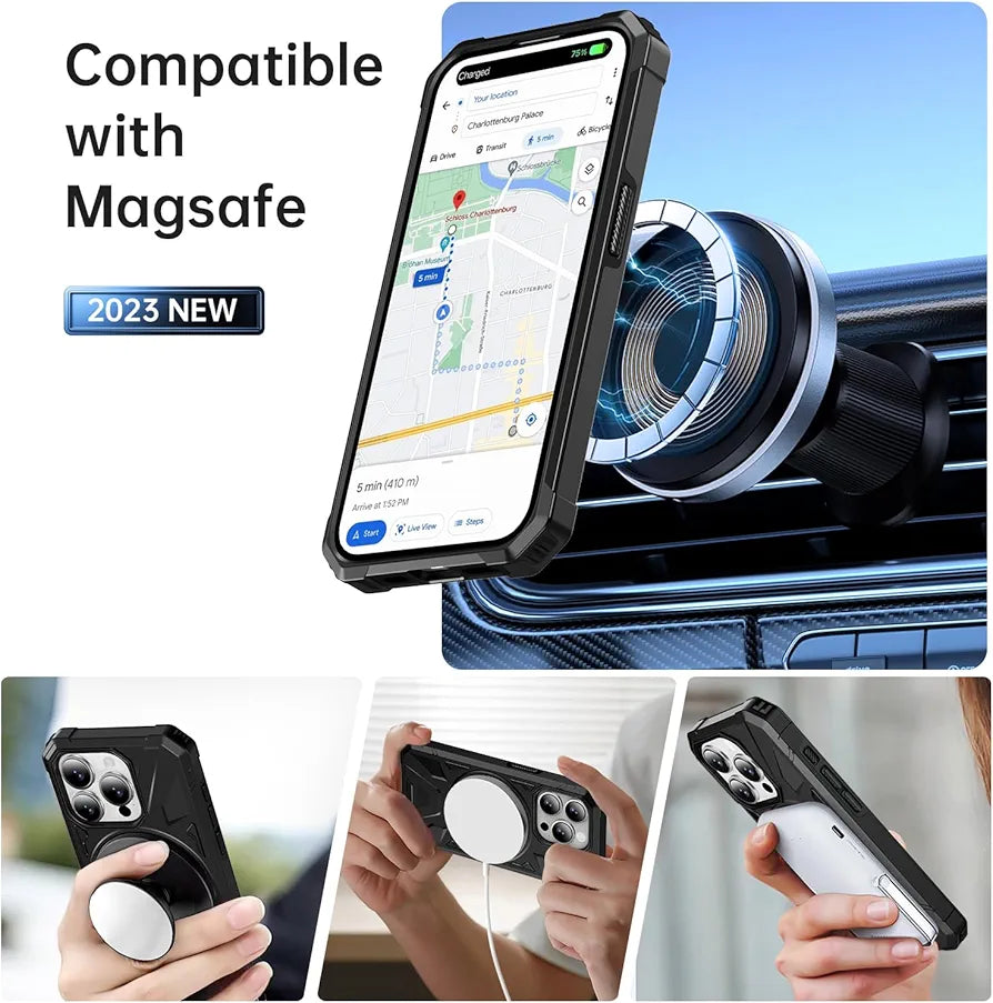 iPhone 15 PlusMilitary Grade Protection With 360° Rotating Stand Mobile Cover