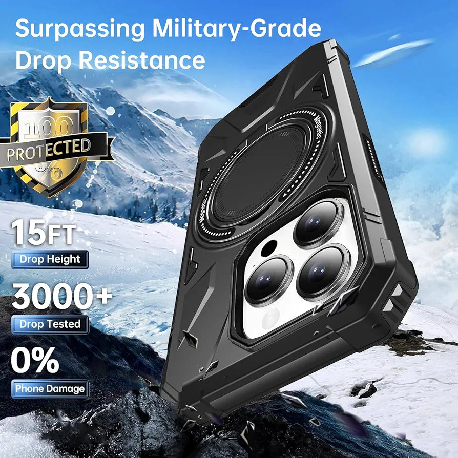 iPhone 15 PlusMilitary Grade Protection With 360° Rotating Stand Mobile Cover