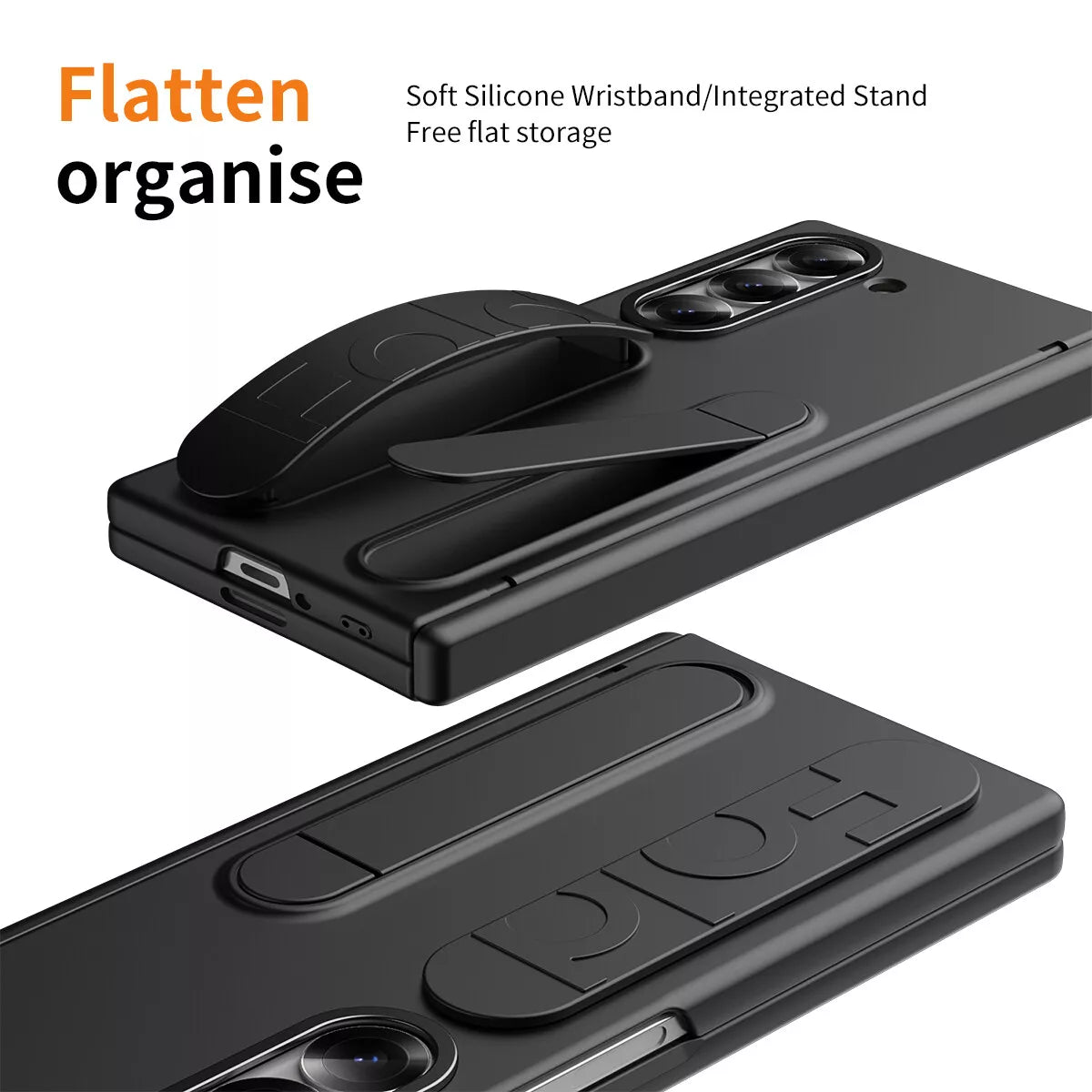 Samsung Galaxy Z Fold 6 Silicone Strap Stand With Front Screen Protector Mobile Case Cover