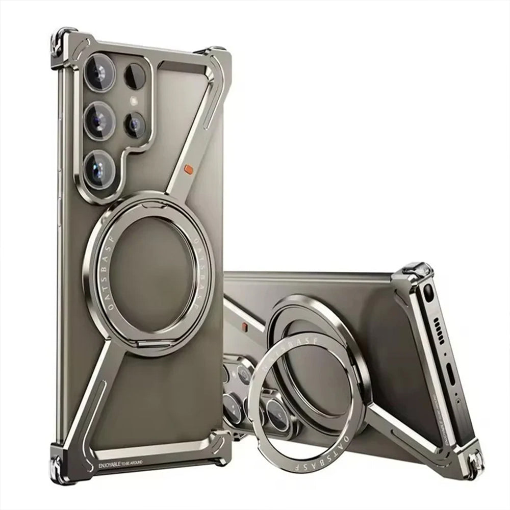 Samsung Galaxy S24 Ultra Z shape Metal Rotating stand Frameless Case Cover