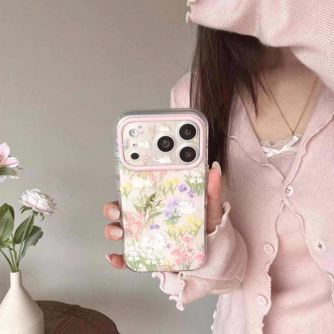 RABBIT CUTE CHARM FLOWER IPHONE CASE