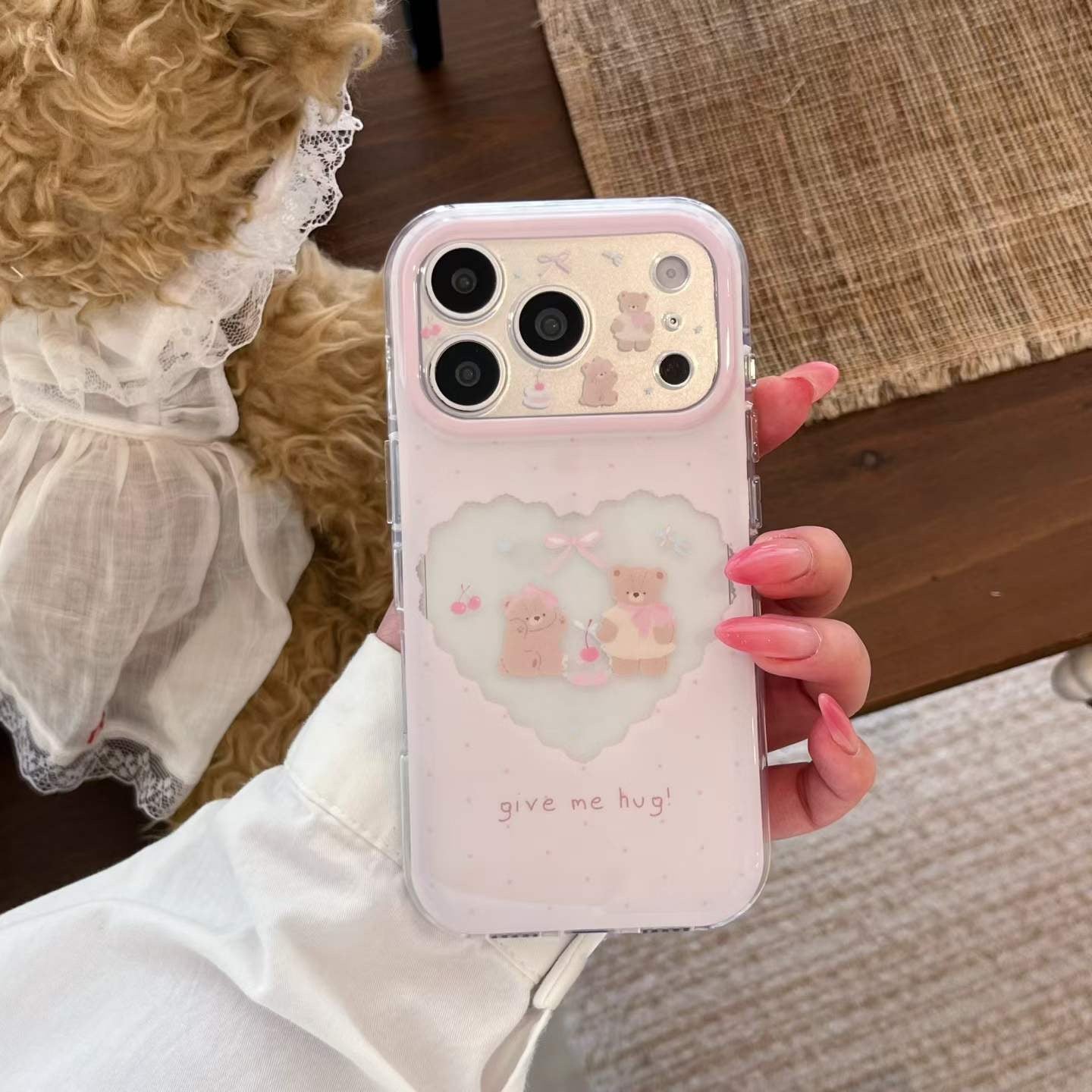 PINK TEDDY BOW TRANSPARENT IPHONE CASE