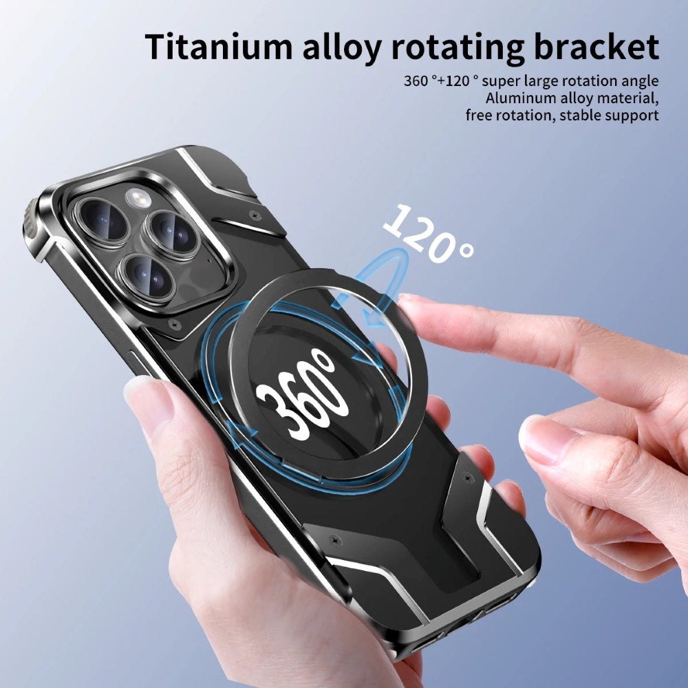 iPhone 15 Pro Max Metal Premium Mobile Case Cover With Magsafe And Stand For iPhone And Samsung Series
