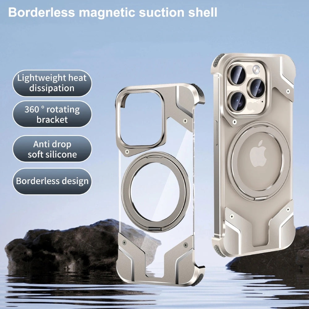 iPhone 15 Pro Max Metal Premium Mobile Case Cover With Magsafe And Stand For iPhone And Samsung Series