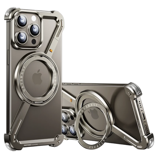 iPhone 15 Z Shape Metal Aluminium 360° Rotating Frameless Mobile Case Design