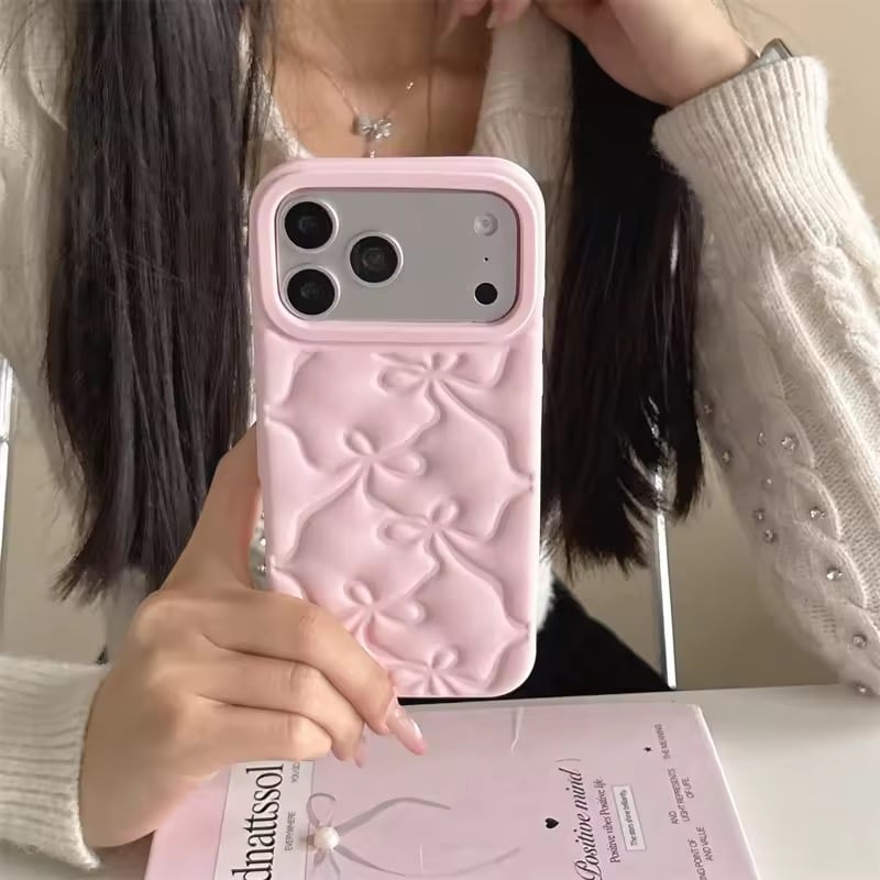 Cute Pink Bow Soft Silicone Phone Case