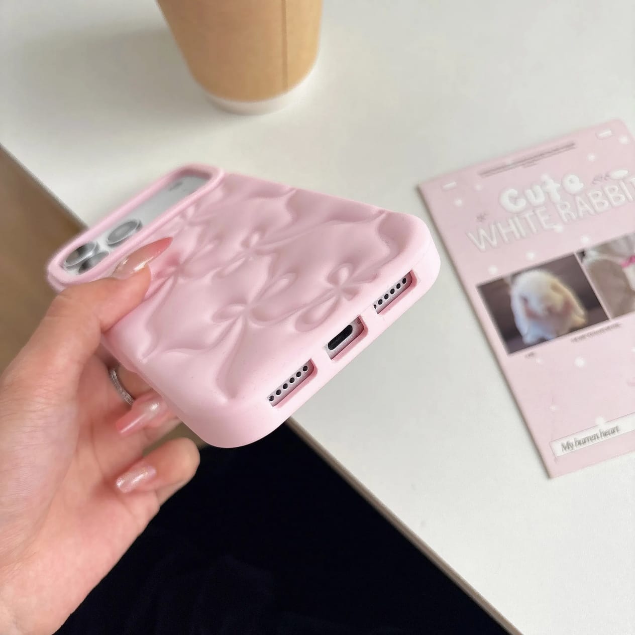 Cute Pink Bow Soft Silicone Phone Case