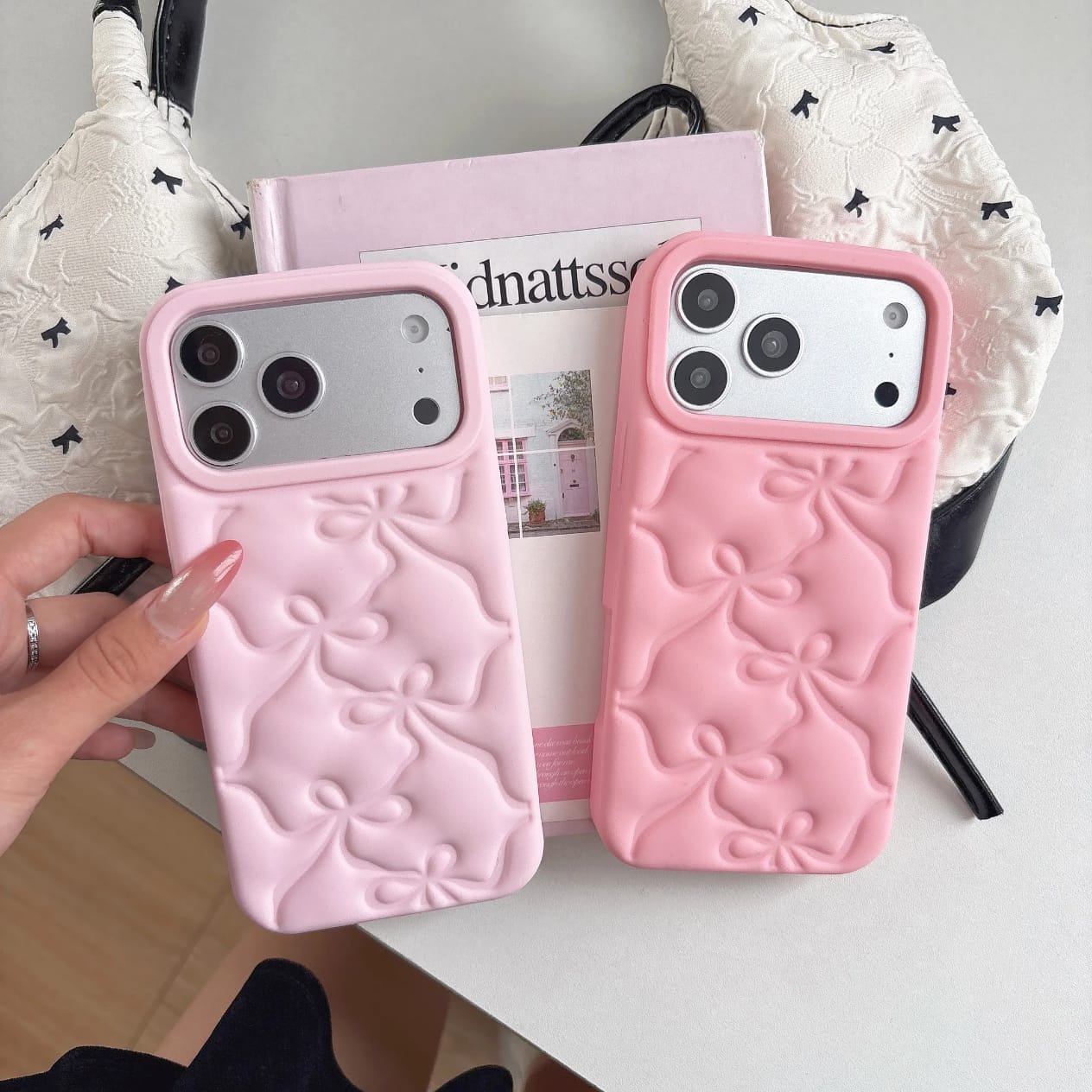 Cute Pink Bow Soft Silicone Phone Case