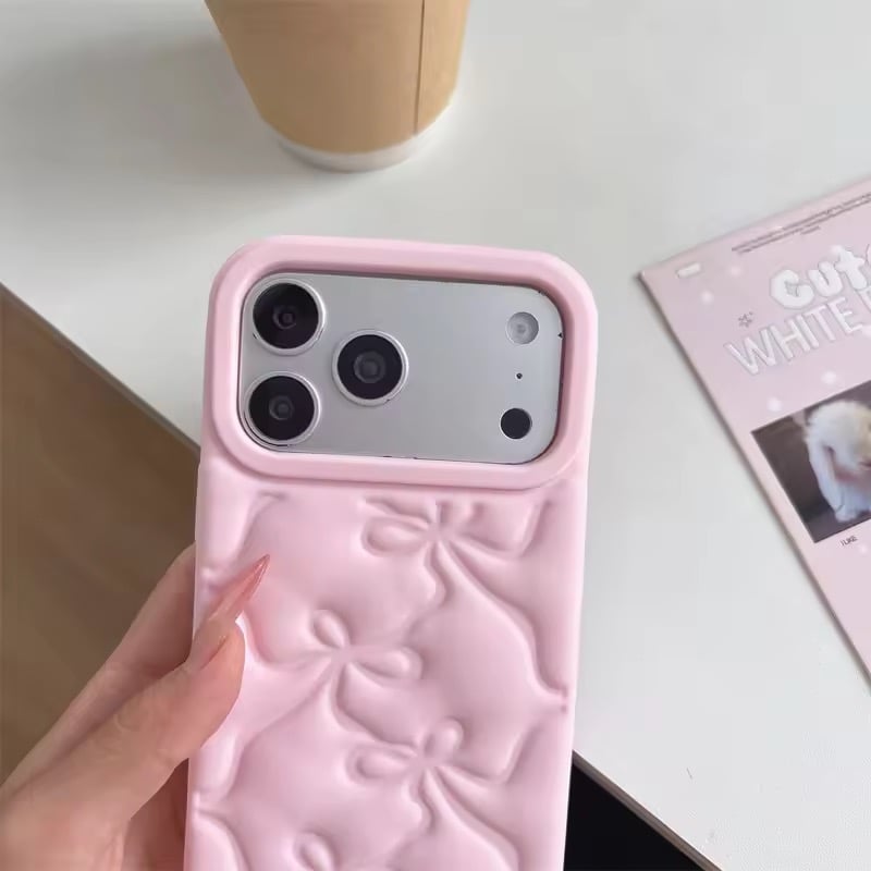 Cute Pink Bow Soft Silicone Phone Case