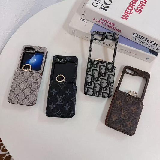 Samsung Galaxy Z Flip 5 Luxury Brand Card Holder Leather Mobile Case