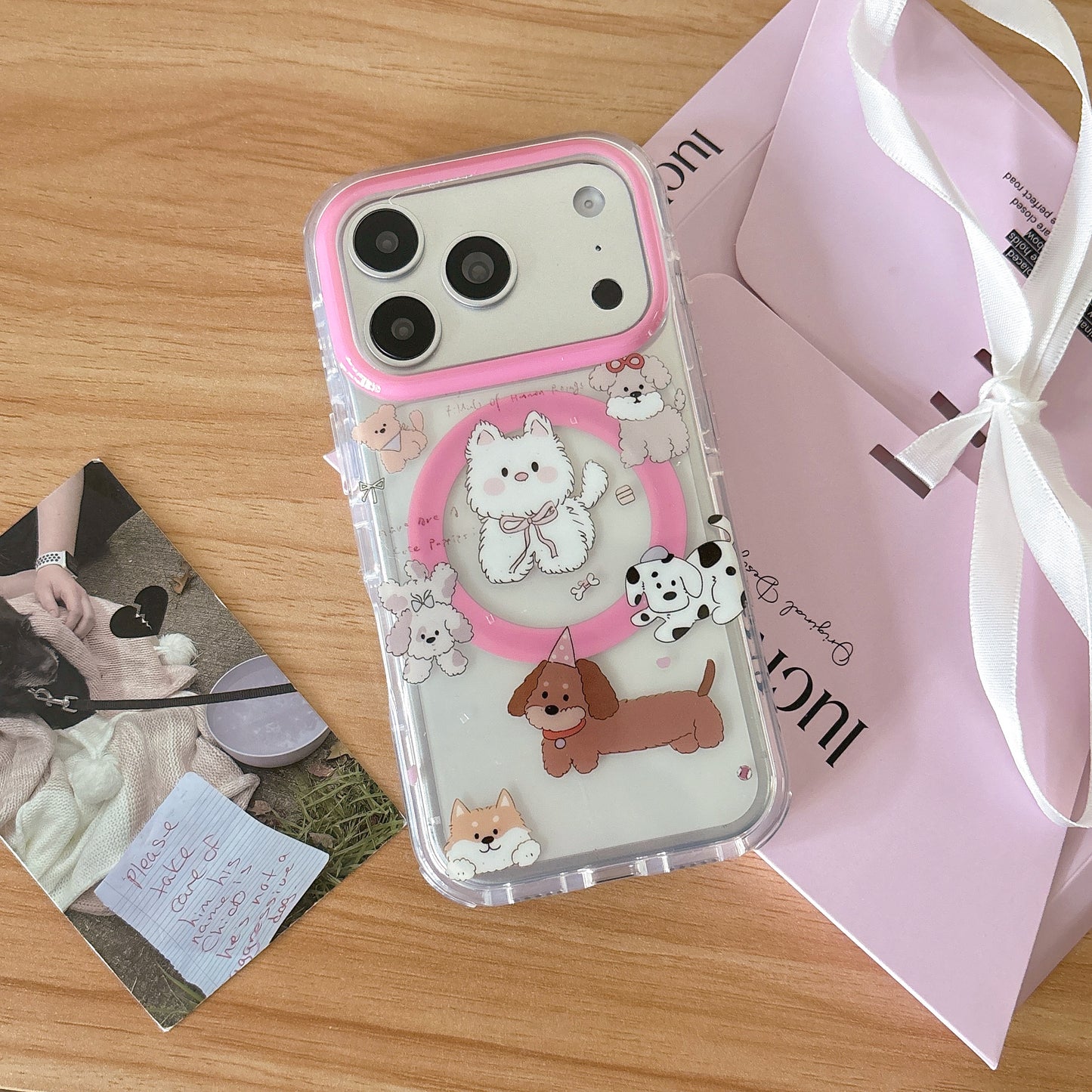 CAT AND DOG BOW MAGSAFE WORKING IPHONE CASE