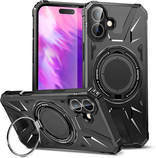 iPhone 16 Plus Military Grade Protection With 360° Rotating Stand Mobile Cover