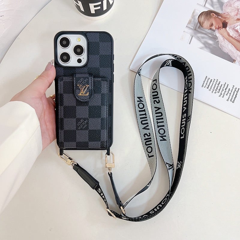 iPhone 15 Pro Luxury Branded Sling Monogram Wallet Mobile Case Cover