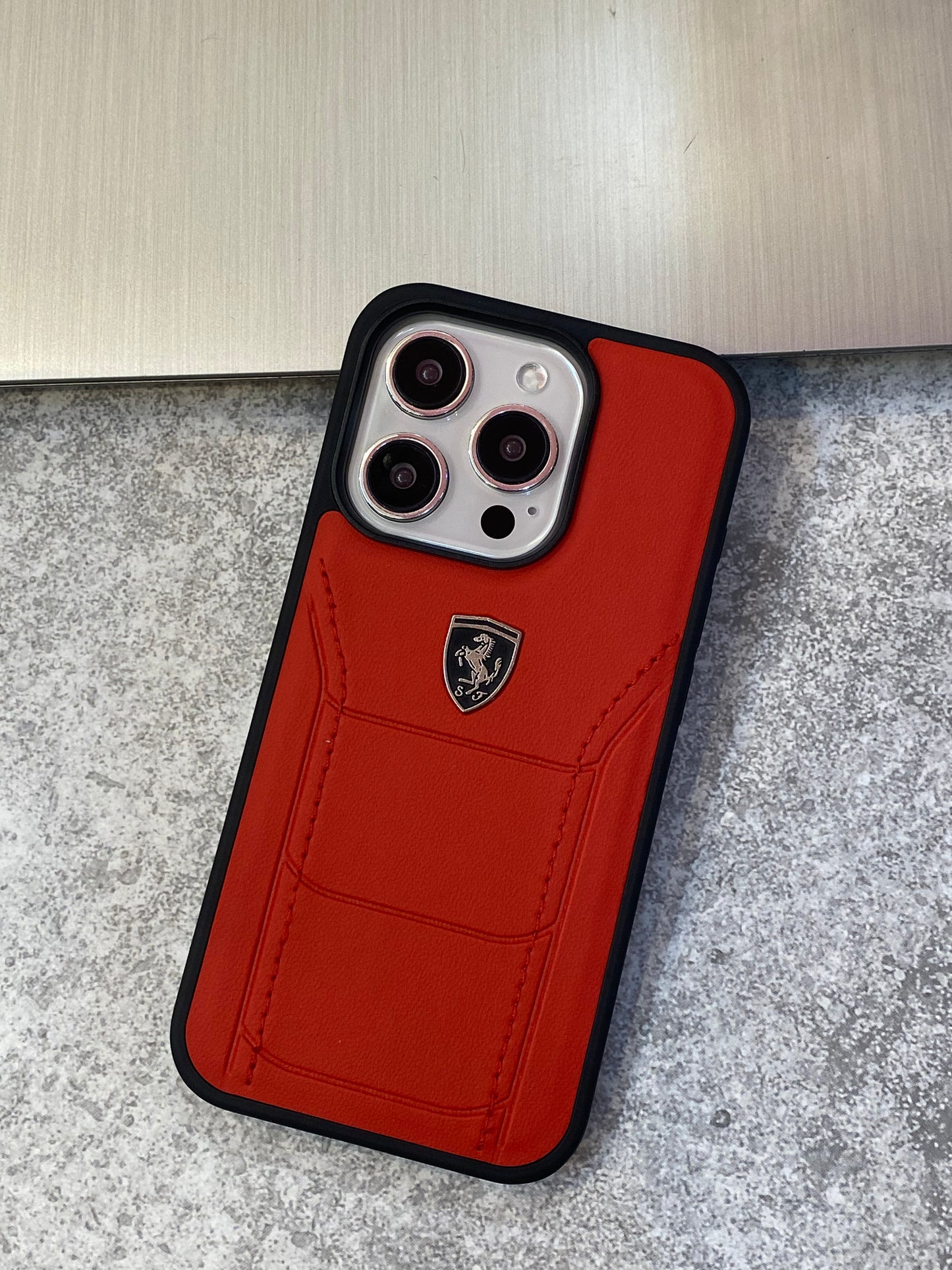 iPhone 14 FR Leather Stitched Mobile Case