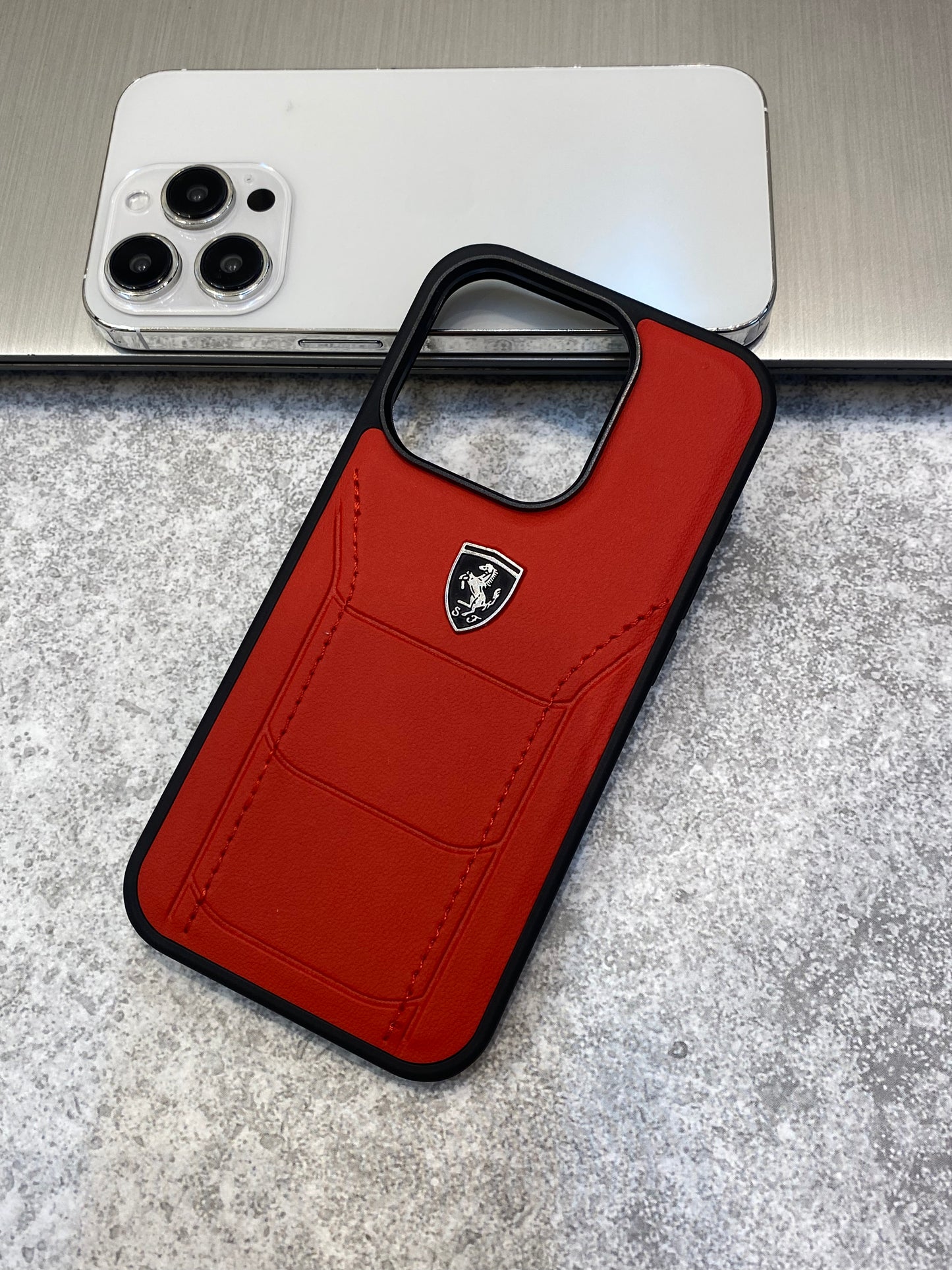 iPhone 14 FR Leather Stitched Mobile Case