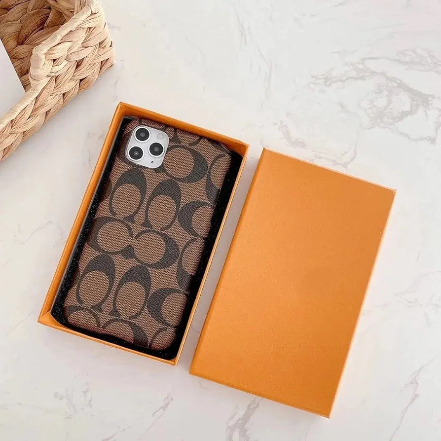 iPhone 14 Luxury Brand CC Leather Mobile Case Cover