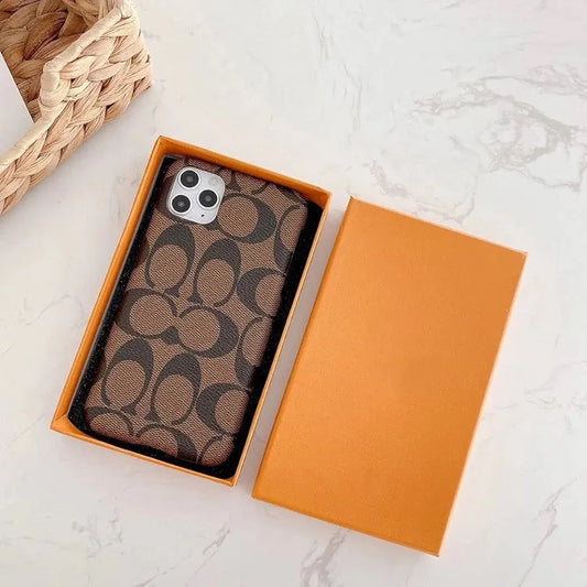 iPhone 14 Luxury Brand CC Leather Mobile Case Cover